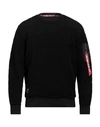 Alpha Industries Man Sweatshirt Black Size Xl Polyester