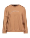 GATTINONI GATTINONI WOMAN SWEATSHIRT CAMEL SIZE M VISCOSE, POLYAMIDE, ELASTANE