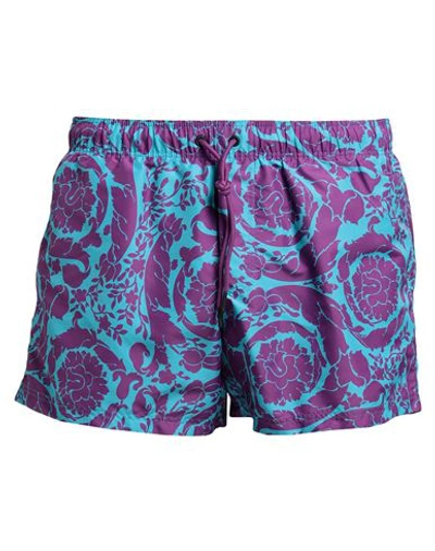 Versace Man Swim Trunks Purple Size 40 Polyester