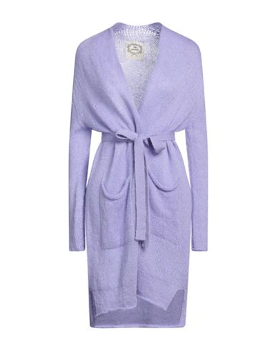 Pink Memories Woman Cardigan Lilac Size 2 Acrylic, Mohair Wool, Polyamide, Wool In Purple