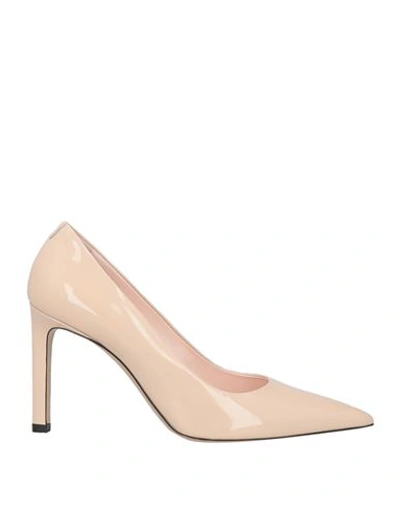 Hugo Boss Boss Woman Pumps Blush Size 5 Soft Leather In Beige