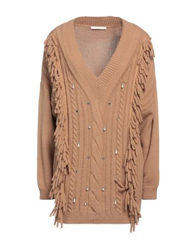Carla G. Woman Sweater Camel Size 8 Polyacrylic, Alpaca Wool, Polyamide, Polyester In Beige