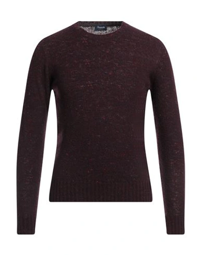 Drumohr Man Sweater Burgundy Size 40 Virgin Wool, Cashmere, Polyamide In Red