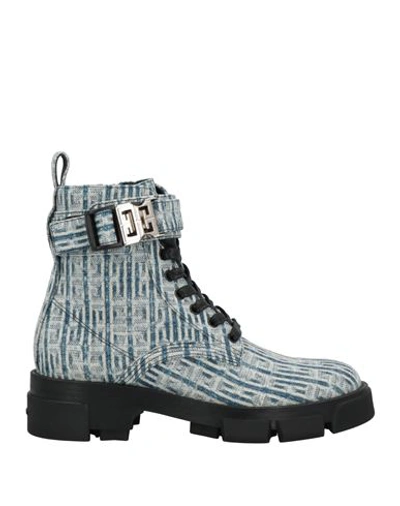 Givenchy Woman Ankle Boots Blue Size 10 Textile Fibers