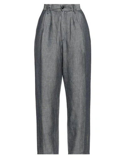 People (+)  Woman Pants Navy Size 26 Cotton, Linen In Navy Blue