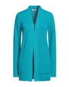 Kontatto Woman Cardigan Turquoise Size Onesize Cotton In Blue