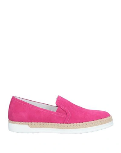 Tod's Woman Sneakers Fuchsia Size 8.5 Soft Leather In Pink