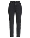Vero Moda Woman Jeans Black Size 29w-32l Cotton, Polyester, Recycled Cotton, Viscose, Elastane In Black