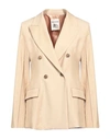 Semicouture Woman Blazer Beige Size 8 Virgin Wool, Polyester, Viscose, Elastane