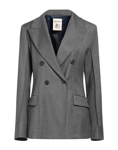 Semicouture Woman Blazer Lead Size 8 Virgin Wool, Polyester, Viscose, Elastane In Grey