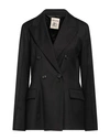 Semicouture Woman Suit Jacket Black Size 8 Virgin Wool, Polyester, Viscose, Elastane