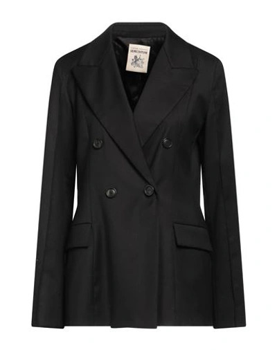 Semicouture Woman Suit Jacket Black Size 8 Virgin Wool, Polyester, Viscose, Elastane In Black