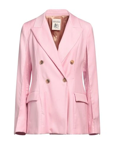 Semicouture Woman Blazer Pink Size 6 Virgin Wool, Polyester, Viscose, Elastane In Pink