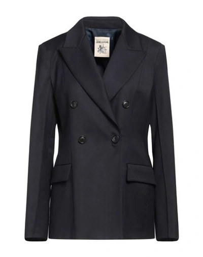 Semicouture Woman Blazer Midnight Blue Size 6 Virgin Wool, Polyester, Viscose, Elastane In Blue