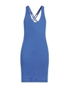 Mangano Woman Mini Dress Navy Size 8 Cotton In Navy Blue