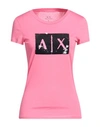 Armani Exchange Woman T-shirt Pink Size Xl Cotton