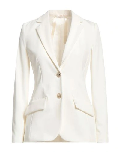 Carla G. Woman Blazer White Size 8 Polyester, Viscose, Elastane