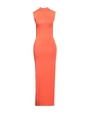 Mangano Woman Long Dress Orange Size 8 Cotton