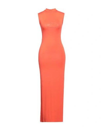 Mangano Woman Long Dress Orange Size 8 Cotton In Orange