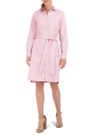 Foxcroft Rocca Long Sleeve Popover Shirtdress In Chambray Pink
