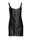 8 By Yoox Leather Front-zip Mini Dress Woman Short Dress Black Size 12 Lambskin