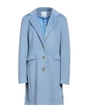 Elmas Phil Woman Coat Sky Blue Size 12 Polyester, Wool, Acetate
