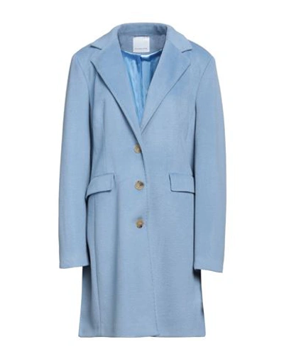 Elmas Phil Woman Coat Sky Blue Size 12 Polyester, Wool, Acetate In Blue