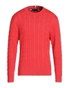 Tommy Hilfiger Man Sweater Tomato Red Size Xl Cotton