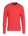 Tommy Hilfiger Man Sweater Tomato Red Size Xl Cotton In Tomato Red