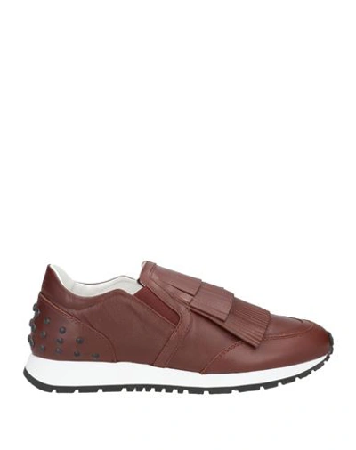 Tod's Woman Sneakers Brown Size 8.5 Leather