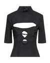 Jacquemus Woman Top Black Size 2 Virgin Wool, Elastane