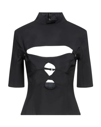 Jacquemus Woman T-shirt Black Size 6 Virgin Wool, Elastane