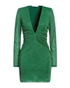 House Of Amen Woman Mini Dress Green Size 4 Polyamide, Metallic Fiber In Green