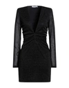 House Of Amen Woman Mini Dress Black Size 6 Polyamide, Metallic Fiber