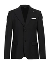 Grey Daniele Alessandrini Man Suit Jacket Black Size 42 Wool, Polyester, Elastane
