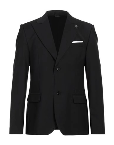 Grey Daniele Alessandrini Man Suit Jacket Black Size 42 Wool, Polyester, Elastane