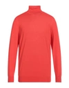 Drumohr Man Turtleneck Tomato Red Size 44 Super 140s Wool