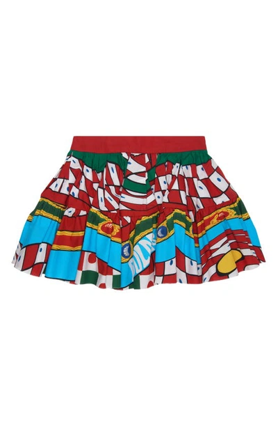 Dolce & Gabbana Kids' Carretto Print Cotton Poplin Mini Skirt In Red