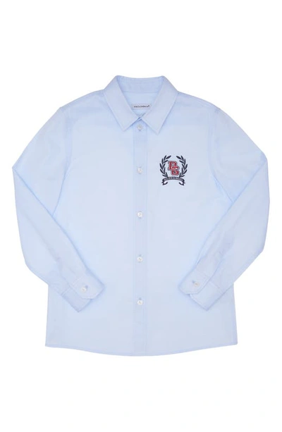 Dolce & Gabbana Kids' Embroidered-logo Cotton Shirt In Blue