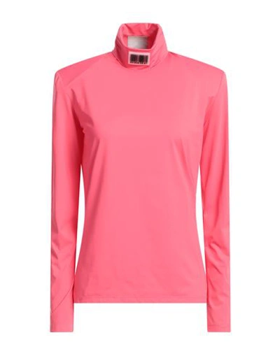 Vtmnts Barcode Long Sleeve Turtleneck Lycra T-shirt In Fuchsia