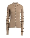 Quira Woman Cardigan Khaki Size Xl Cotton, Polyamide In Beige