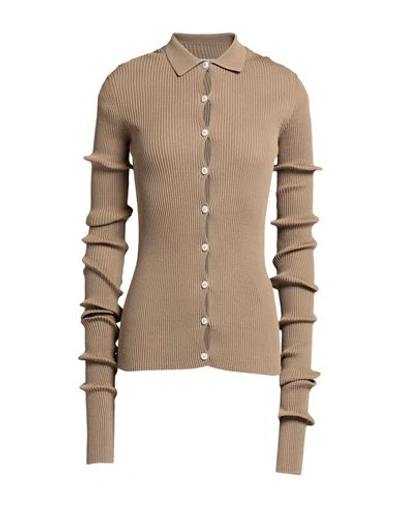 Quira Woman Cardigan Khaki Size L Cotton, Polyamide In Beige