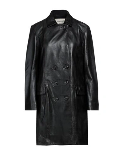 Zadig & Voltaire Woman Overcoat & Trench Coat Black Size 8 Lambskin