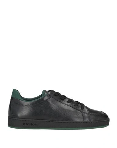 A.testoni A. Testoni Man Sneakers Black Size 9 Calfskin