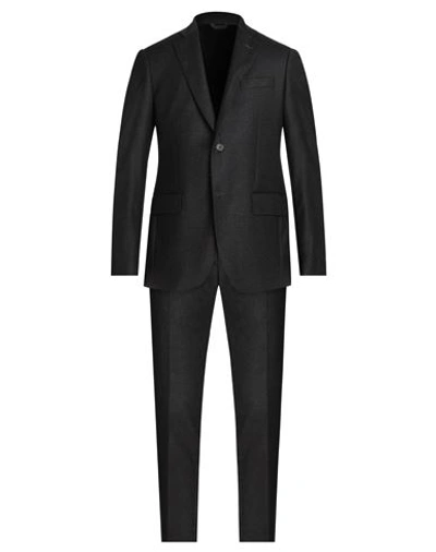 Tombolini Man Suit Steel Grey Size 42 Virgin Wool, Elastane, Viscose In Black