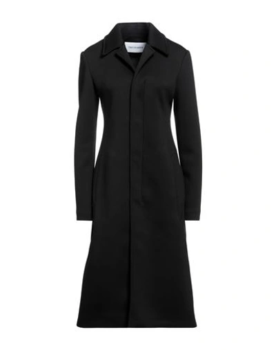 Trussardi Woman Overcoat & Trench Coat Black Size 6 Polyester, Viscose, Elastane