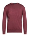 Drumohr Man Sweater Garnet Size 42 Super 140s Wool In Red
