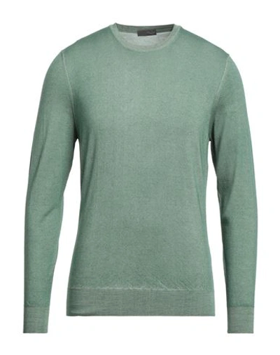 Drumohr Man Sweater Sage Green Size 38 Super 140s Wool In Sage Green