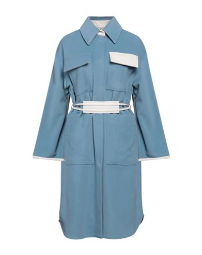 Sfizio Studio Woman Coat Pastel Blue Size 4 Virgin Wool, Polyamide, Cashmere
