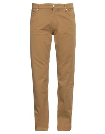 Trussardi Man Pants Camel Size 33 Cotton, Elastane In Beige